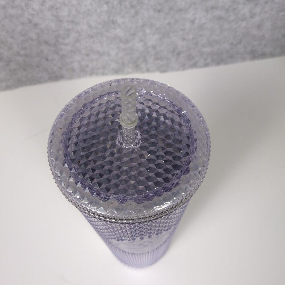 2019 Starbucks Metallic Silver Platinum Studded Cold Cup Tumbler 24 oz Lid Straw - Picture 4 of 7